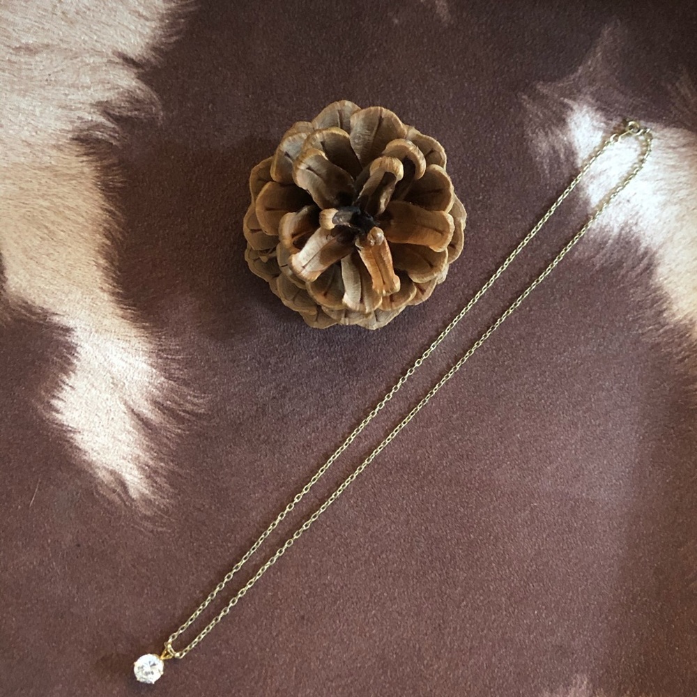 Vintage round CZ gold plated chain necklace
